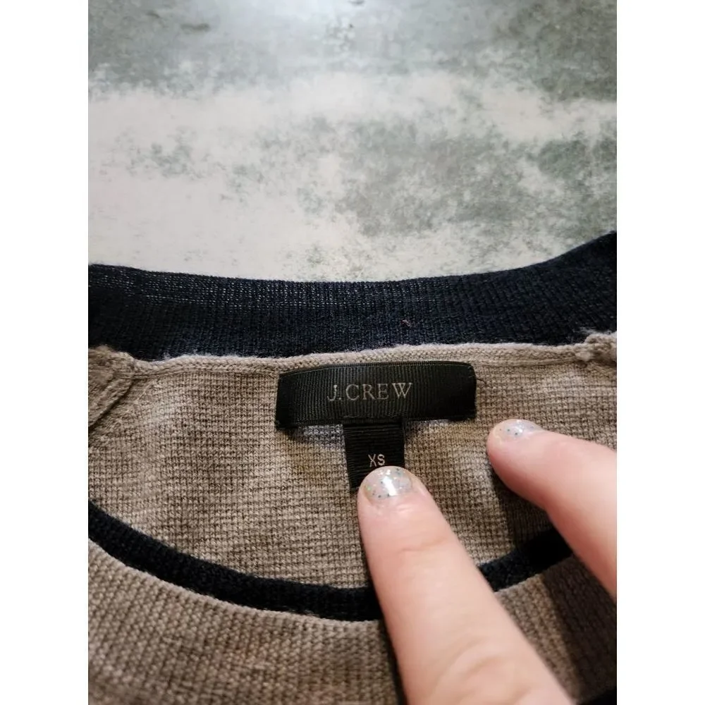 j crew black and brown striped side zipper sweater sz XS